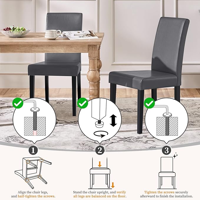 Yaheetech Dining Chairs Set of 2 Faux Leather Modern Dining Room Chairs with ...