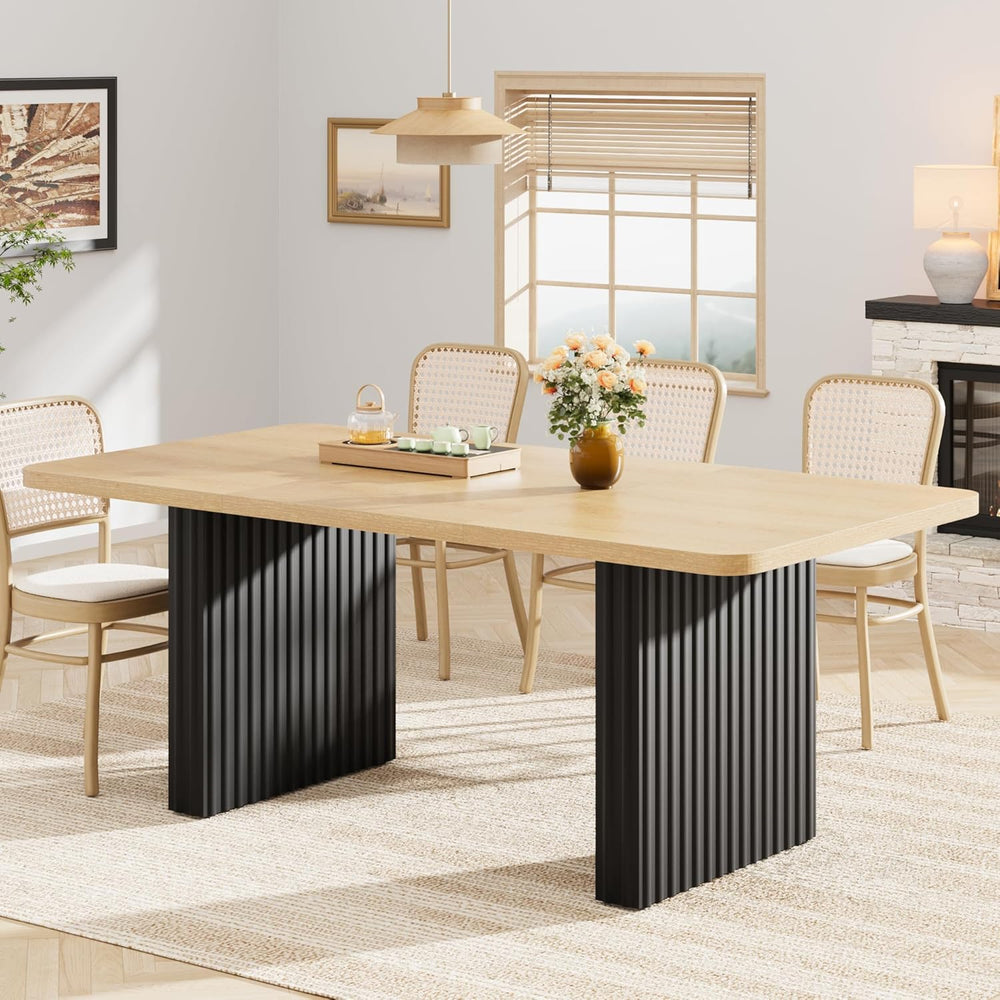 Garvee Modern Dining Table for 6-8, 71" Rectangular Farmhouse Kitchen Ta...