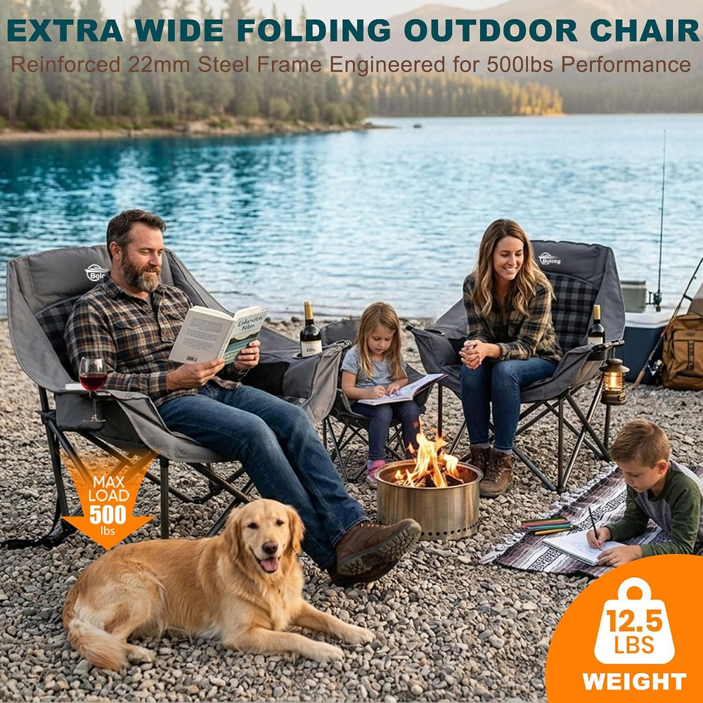 Oversized Camping Chairs for Adults Heavy Duty Padded Outdoor Lawn Chair