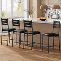 GarveeHome Bar Stools Set of 4, Counter Height Bar Chairs with Back and Thick Cushion, Upholstered Dining Chairs with Padded Seat, Barstools for Kitchen Island, Bar, Dining Room, Black