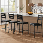 GarveeHome Bar Stools Set of 4, Counter Height Bar Chairs with Back and Thick Cushion, Upholstered Dining Chairs with Padded Seat, Barstools for Kitchen Island, Bar, Dining Room, Black