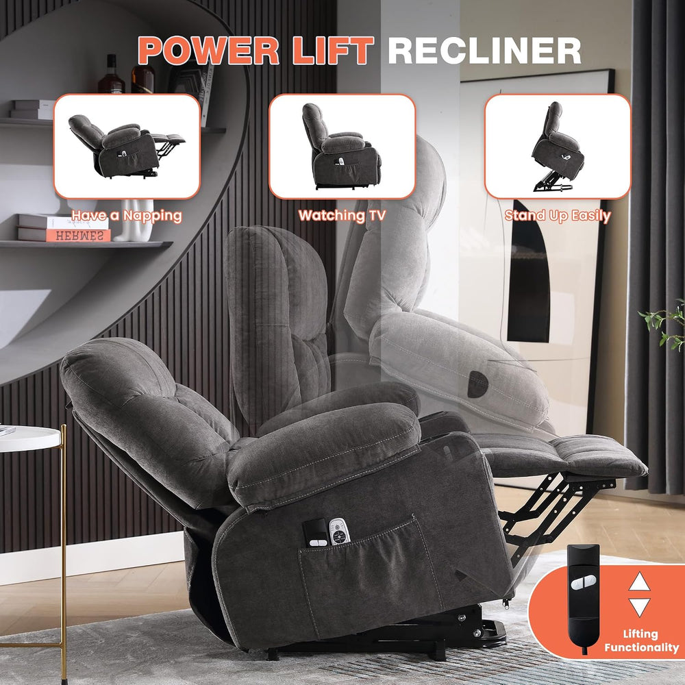 MAHOMICO Power Lift Recliner Chair for Elderly with Vibration Massage and Lum...