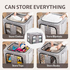 Clothes Storage Bins 50x40x33cm, 66L Waterproof Foldable Fabric Container, Ideal for Bedroom, Closet, Apartment, Home, Bed Sheets, Comforters, Toys, Garments