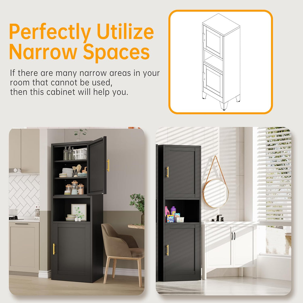 Ckzbx Tall Narrow Storage Cabinet 66.93" H Tall Bathroom Cabinet Metal P...