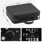 Large Capacity Ring Organizer Case for 90+ Rings & Jewelry Display | Black Cross-Grain Leather, Plush Velvet Lining, Shockproof, for Ring Collectors Jewelry Vendors Travel Home Display, Box Only