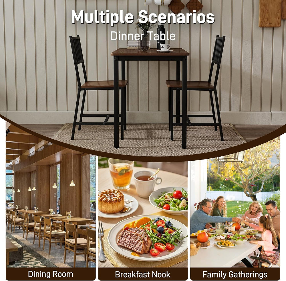 3-Piece Dining Table Set for 2, Space-Saving Kitchen Table Set for Small Spac...