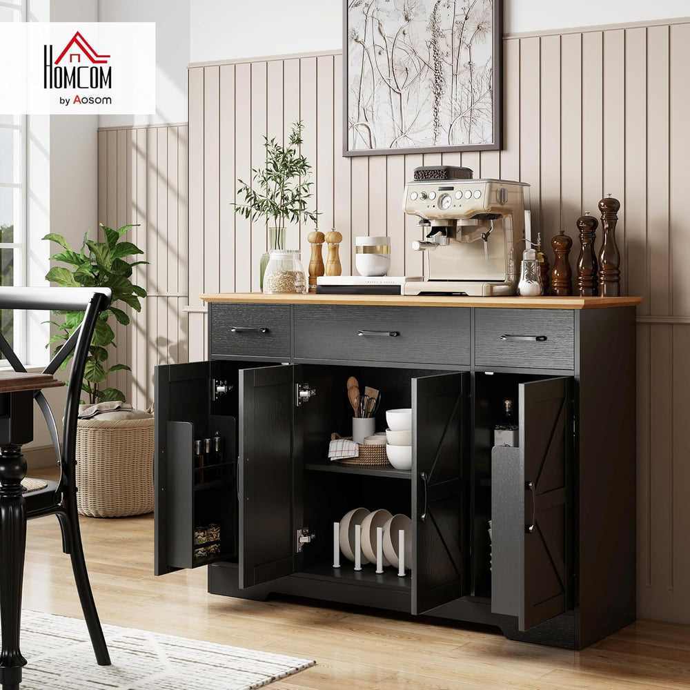 HOMCOM 47" Sideboard Buffet Cabinet, Farmhouse Credenza with Soft-Close ...