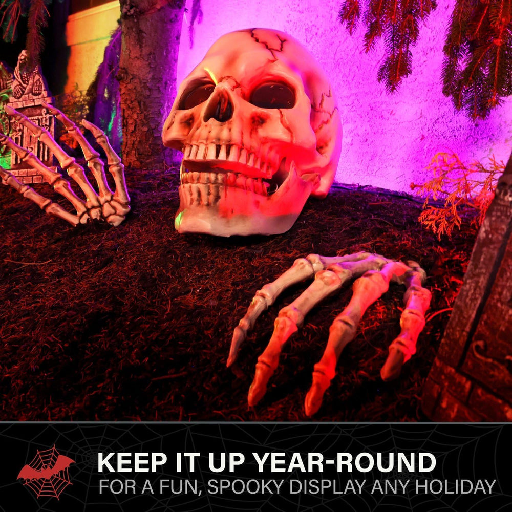 Haunted Hill Farm 1.3-Ft. Giant Talking Skeleton with Hands Halloween Decor