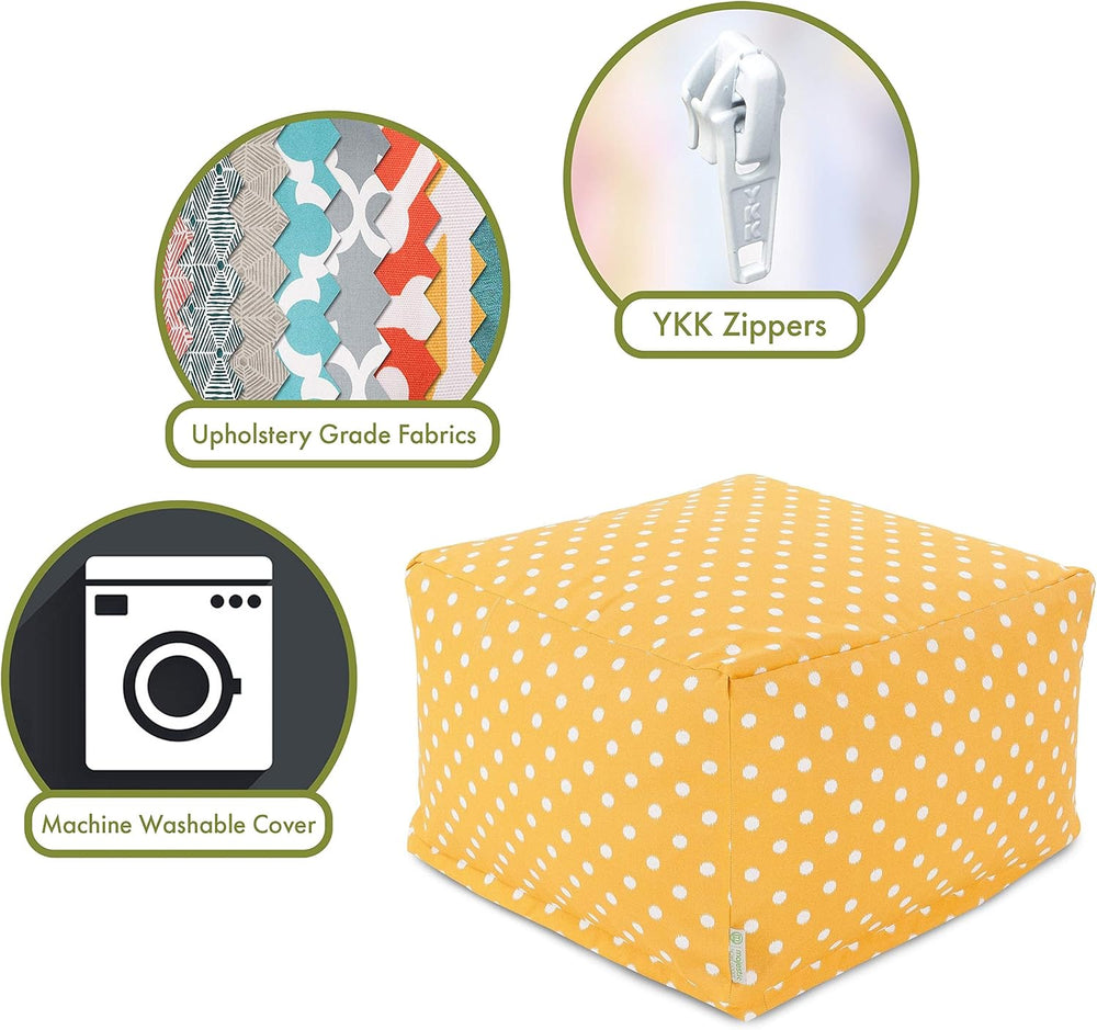 Majestic Home Goods Ikat Dot Ottoman, Large, Citrus