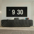 58'' Modern Spiral Wave TV Stand for 65 Inch TV, Media Console with Storage Cabinet & 2 Drawers, Rounded Corner Entertainment Center for Living Room Bedroom (Black)