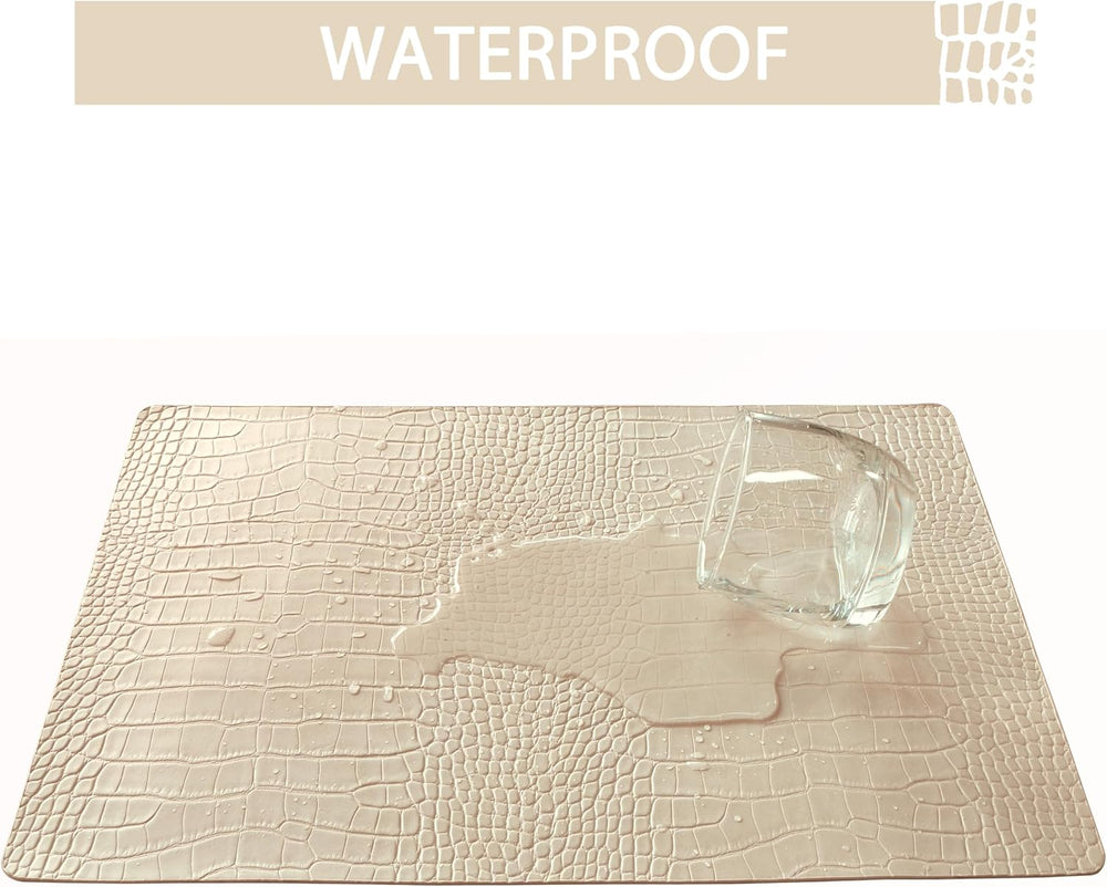 Faux Leather Placemats Set of 6, Waterproof & Heat Resistant Dinner Place...