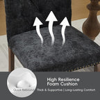 Upholstered Tufted Chenille Dining Side Chairs, Armless Nailhead Trim Chairs with Solid Wood Legs, Modern Farmhouse Chairs for Dining Room, Kitchen & Living Room (Set of 6, Charcoal Gray)