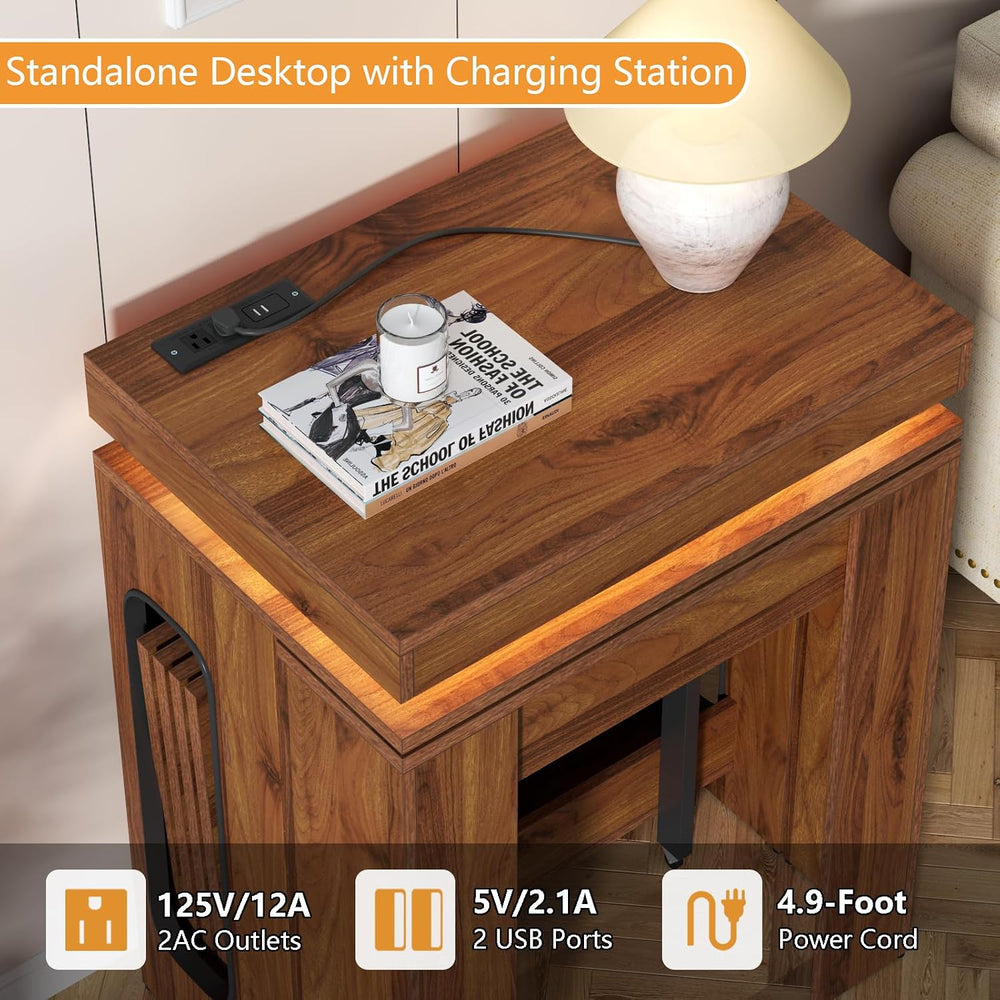 Extendable Dining Table with Charging Station, Convertible Folding Console Ta...