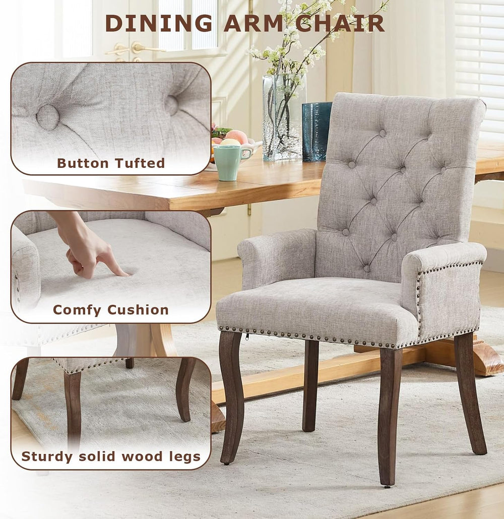 SoarFlash Chenille Dining Chairs Set of 2, Tall Back Side Chair，Modern Uphols...