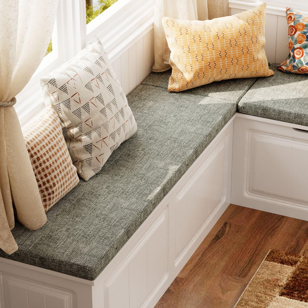 L-Shaped Corner Storage Bench with Cushion, Kitchen Breakfast Nook Entryway B...