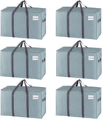VENO 6 Pack Moving Bags and Large Christmas Storage Bins with lids. Alternative to Moving Boxes, Packing Supplies for College. Extra Large Heavy Duty Totes for Packaging (Light Blue Matte, 6 Pack)