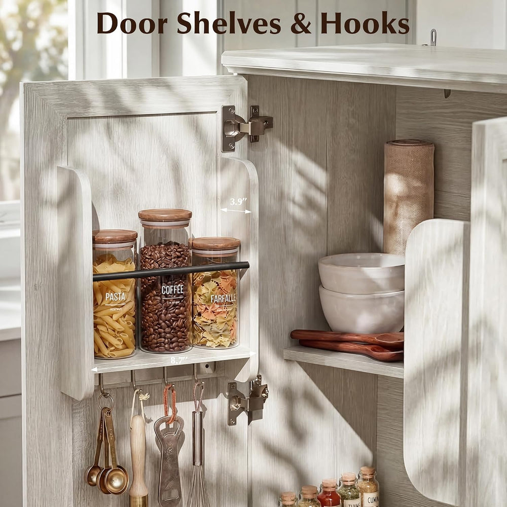72.2" Tall Kitchen Pantry Cabinet with Doors, Farmhouse Storage Cabinet ...