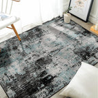 Washable Area Rugs 2'x3' Non-Slip Modern Abstract Soft for Living Room Entryway Bedroom Nursery, Print Pattern, Blue Black Teal