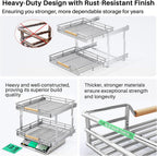 Pull out Cabinet Organizer, 2 Tiers 15"W X 21"D, Heavy Duty Smooth Sliding Under Cabinet Shelves for Pots and Pans, Full-Extension Roll out Drawers, Slide out Organization for Home Kitchen Pantry