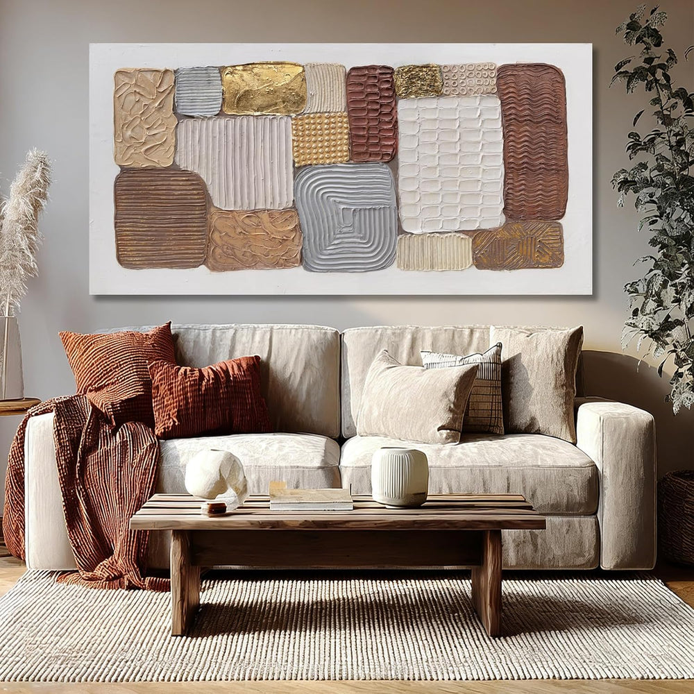 Dolidoteart Canvas Wall Art, Large Abstract Wall Art Print in Neutral Brown B...