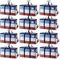 TAILI Extra Large Moving Bags, 12 Pack Clear Heavy Duty Totes for Storage with Visible Window, Wrap Around Handles, Storage Bags for Space Saving, Alternative to Moving Boxes