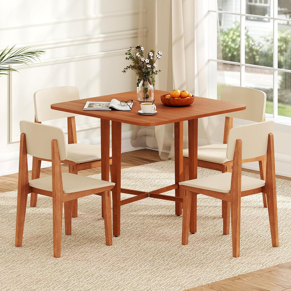 GOFLAME Square Drop Leaf Dining Table for 2-4 People, Folding Kitchen Table w...