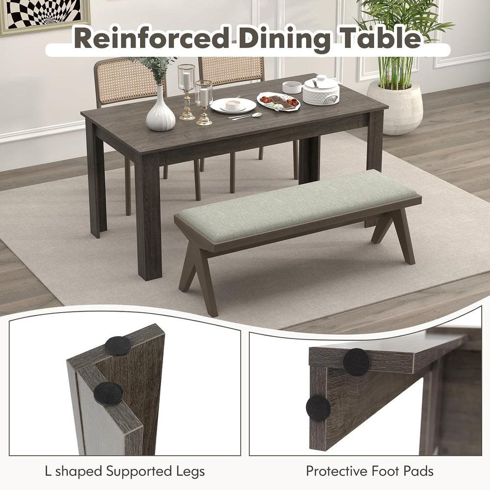 63“ Large Dining Table for 4-6 People, Rectangular Dining Room Table, Wooden ...