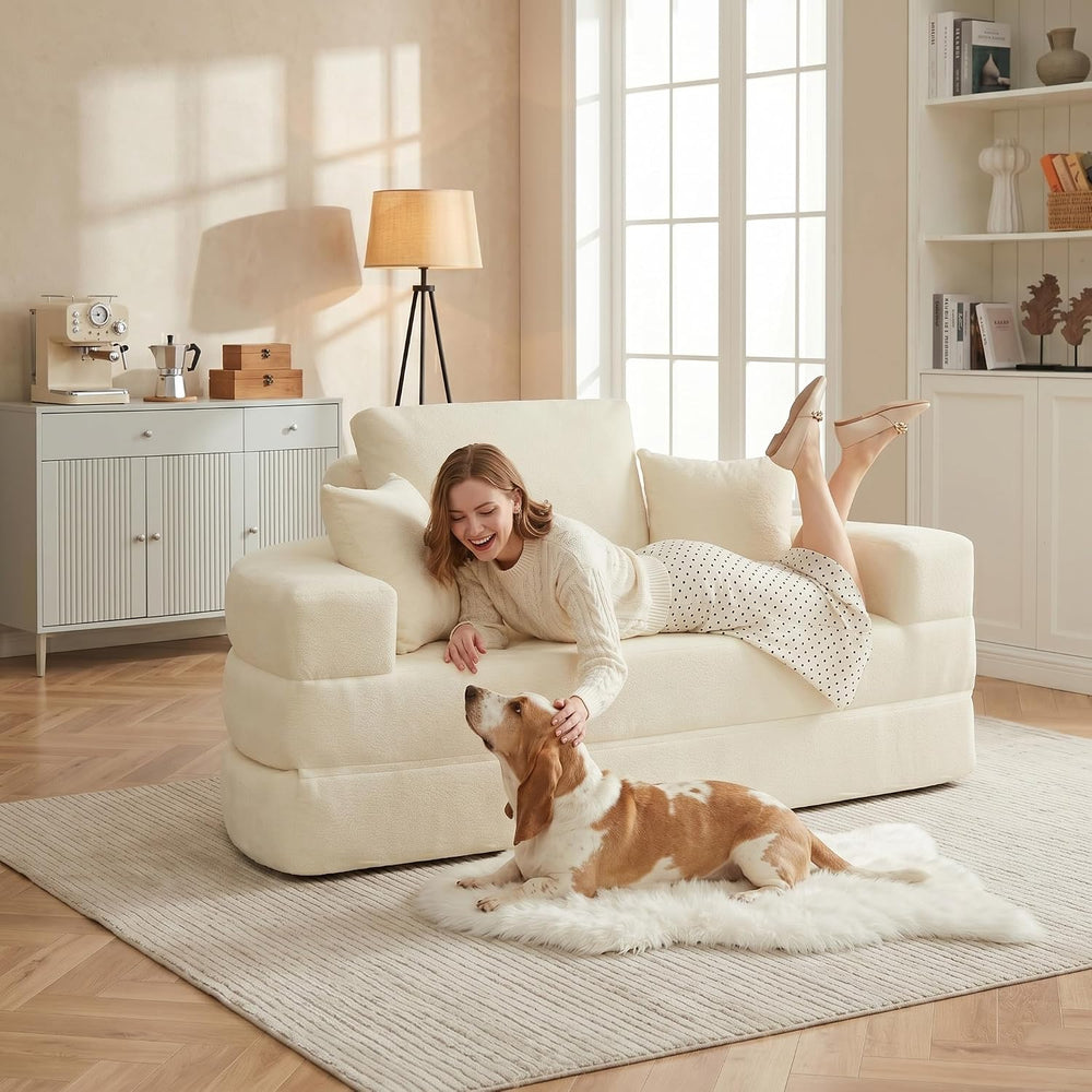 Mofolit 71" Couch Loveseat Folding Sofa Bed Convertible Round Floor Couc...