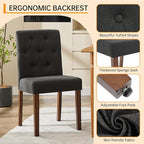 Upholstered Dining Chairs Set of 6, Button Tufted Parsons Chairs with Wood Legs and Padded Seat, Modern Fabric Side Chairs for Dining Room Kitchen Farmhouse Hotel, Black
