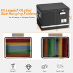 Fireproof Document Box,5200°F File Organizer Box with Lock,Foldable Filing Organizer Cabinet, Portable Safe Storage for Hanging Letter/Legal Folder,Black