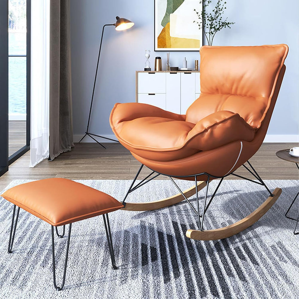 Single Rocking Chair with footrest, Made of Easy-Care Technical Fabric, ergon...