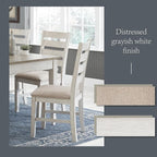 Signature Design by Ashley Skempton Modern Farmhouse Dining Room Chair, 2 Count, Ladderback Design, Wood, 17.75" W x 21.5" D x 38.63" H, White and Light Brown