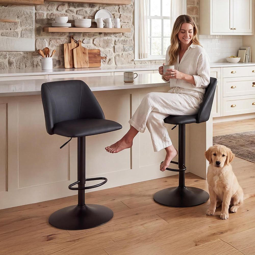 COLAMY MALOL 360° Swivel Bar Stool, Counter Height Chair with Silent Rotation...