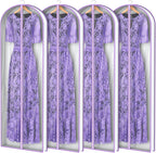 Zilink Garment Bags for Long Dress Wedding Dress Bags for Gowns Long 72 in | 3 in Gusseted, Dress Storage Bags Hanging for Long Evening Dresses, Winter Fur Coat, Prom Dresses, 4-Pack