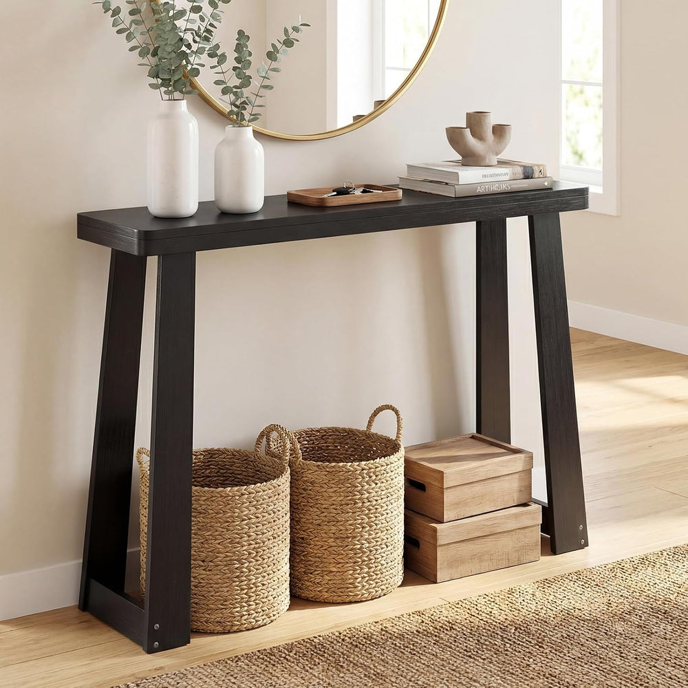 GOFLAME Solid Wood Console Table, 43” Narrow Long Sofa Tables Behind Couch, R...