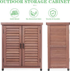 Outdoor Potting Bench with Storage Cabinet and Metal Top, Wood Workstation for Outdoor Patio, Garden (Dark Brown, 31x17x36‘’)