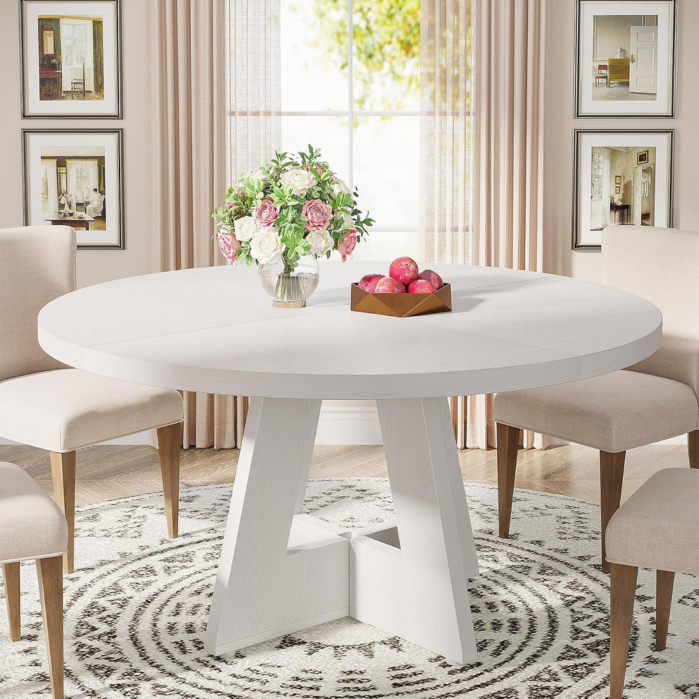 Tribesigns 47 inch Round Dining Table Wood Kitchen Table for Dining Room, 47&...