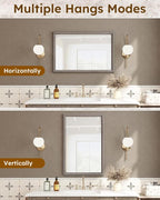 Axeman 24x36 Wood Wall Mirror, Rustic Bathroom Mirror, Vintage Wall Mounted Mirror Tempered Glass with Beaded Wooden Frame for Farmhouse Living Room Vanity Bedroom Entryway, Grey
