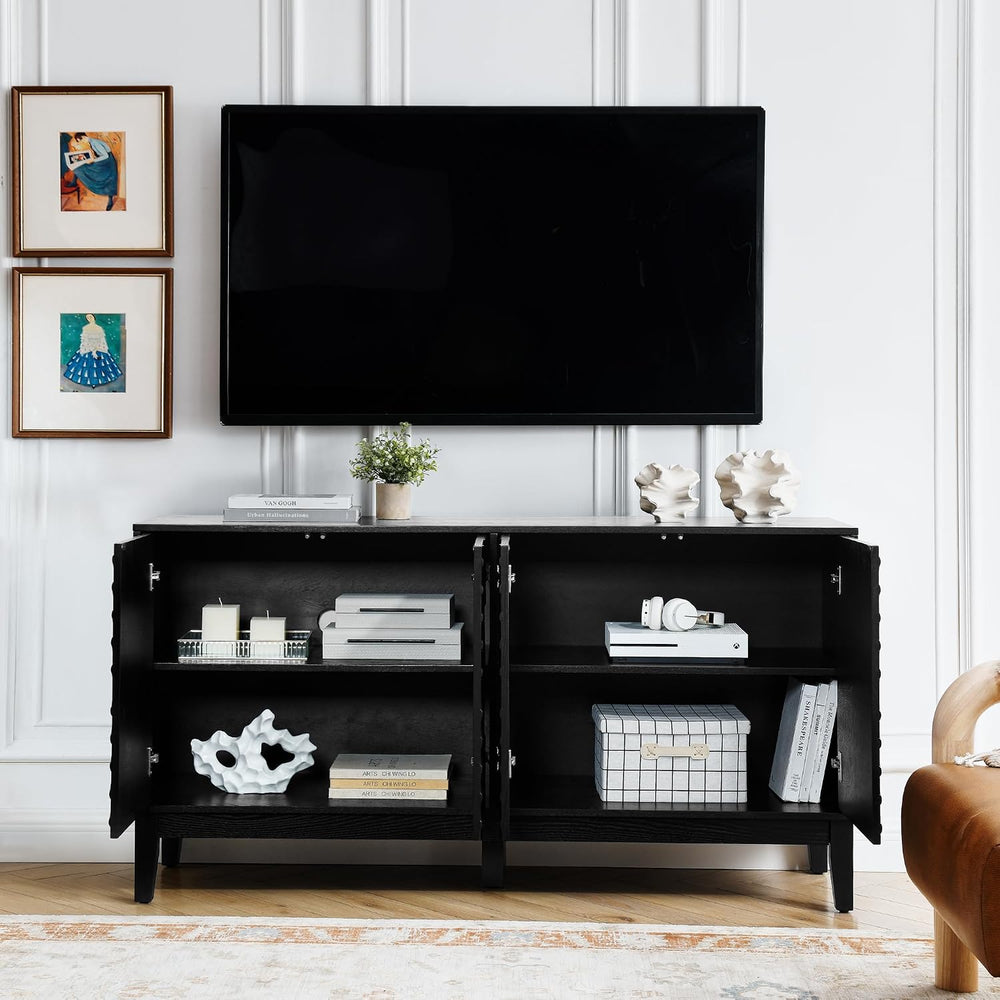 LKTART 60.5" Black Sideboard Buffet Cabinet,Modern Accent Credenza Stora...