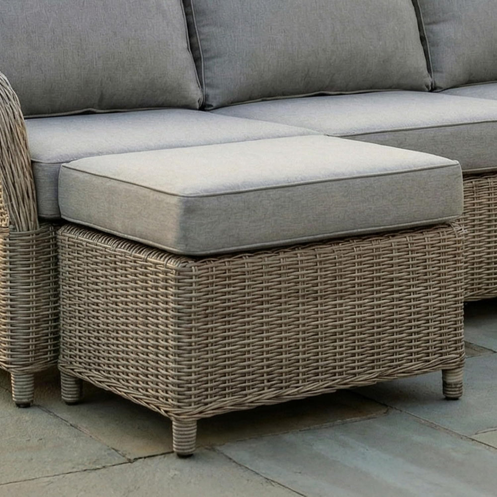Martha Stewart Lily Pond Rattan Wicker Indoor-Outdoor Patio Ottoman in Weathe...