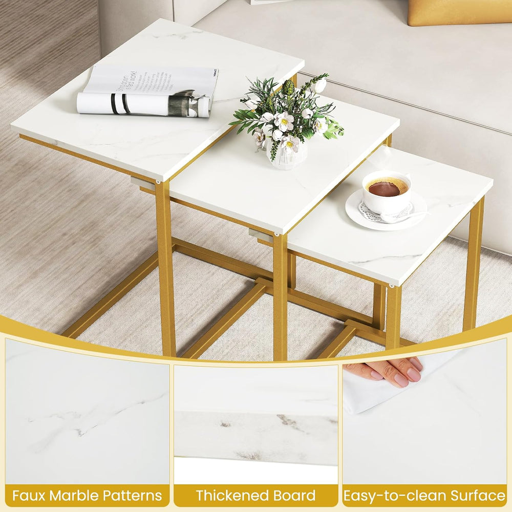 GOFLAME Nesting Coffee Tables Set of 3, Rectangular Nesting Center Table with...