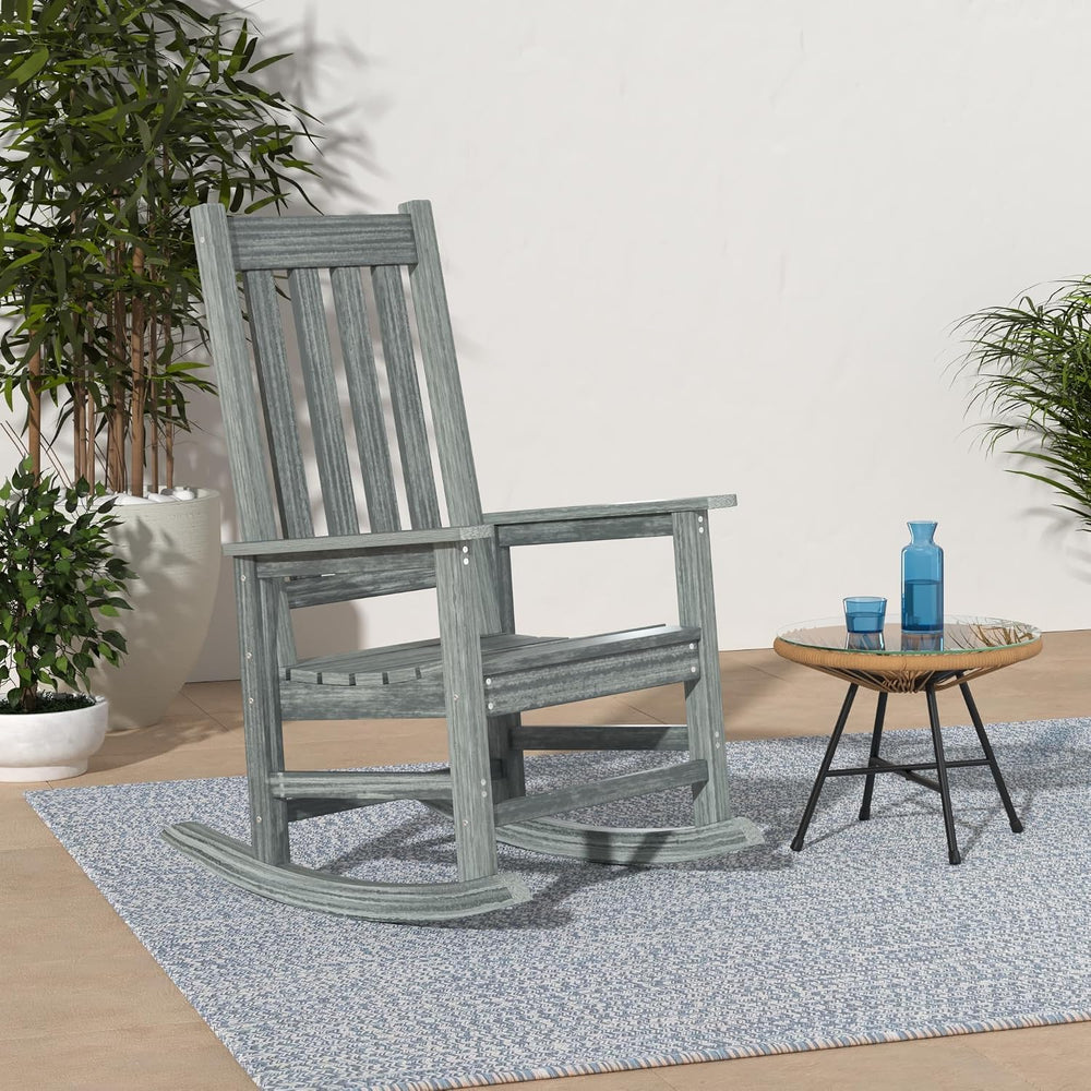 Oversized Outdoor Rocking Chair, HDPE 350lbs Heavy Duty Porch Rocker with Hig...