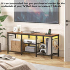 YGEOMER TV Stand Entertainment Center for 55 Inch TVs, with Charging Station and Lights Open Storage Shelves, TV Media Console, Open Storage Shelf with Sound Rack for Living Room, Rustic Brown