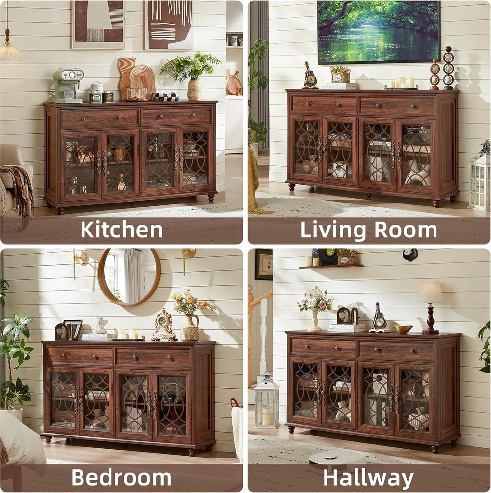Joaxswe Farmhouse Sideboard Buffet Cabinet with Storage,59" Large Creden...