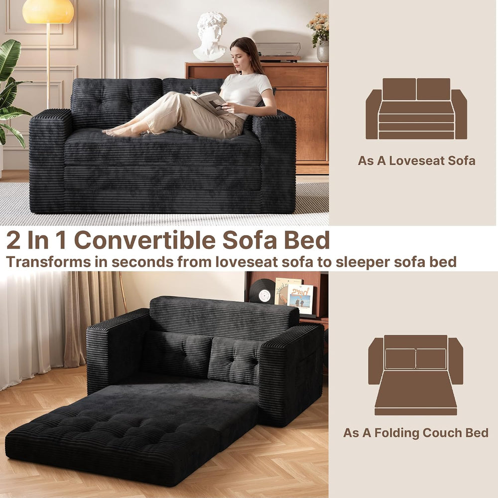 Gizoon Couch Bed Small Floor Couch 59" Convertible Sleeper Sofa | Foldin...