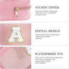 YOOLIFE Christmas Gifts For Teenage Girls Stocking Stuffers For Teen Girls Teacher Gifts Initial Clear Makeup Bag Birthday Gift Travel Toiletry Cosmetic Bags Birthday Gift Travel Essentials Pink A