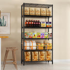 SINGAYE 6 Tier Shelf Organizer Storage Metal Shelves Garage Wire Shelving Unit Pantry Rack Shelves Bathroom Organizers and Shelf Closet Metal Kitchen 36" Dx14 Wx72 H Black