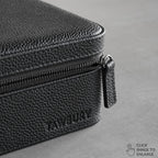 TAWBURY Watch Case - 6 Slot Genuine Top-Grain Leather Watch Box for Men & Women with Extra Wide Pillows for Large Watches - Portable Wristwatch Storage for Home & Travel (Black)