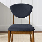Best Choice Products Dining Chairs Set of 2, Mid-Century Modern Upholstered Wood, Armless w/Seat Cushion, Padded Backrest - Walnut/Navy Blue