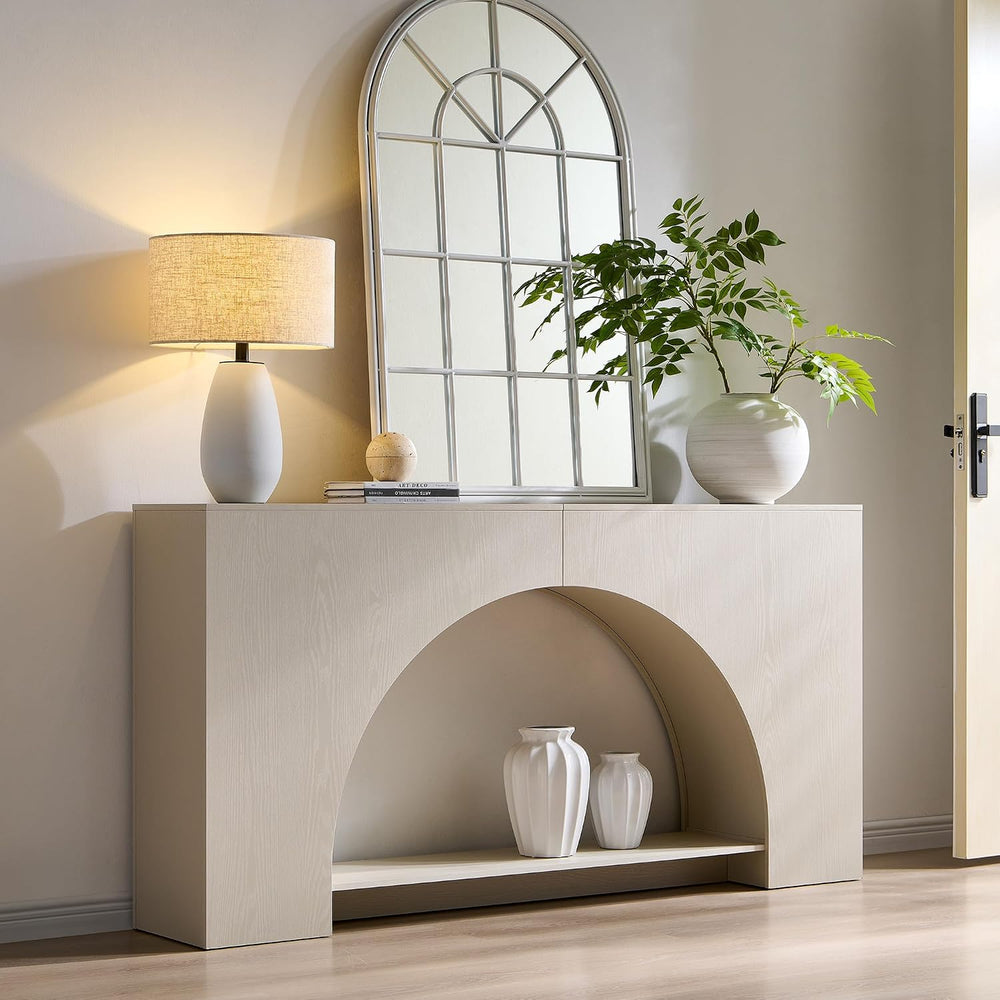 IFGET 63" Arched Console Table, 2-Tier Modern Entryway Table with Arched...